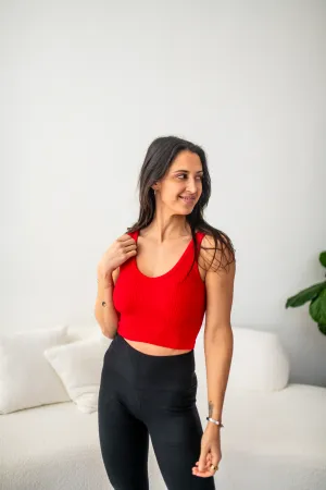 Cherry Ribbed Seamless Cropped Tank Top