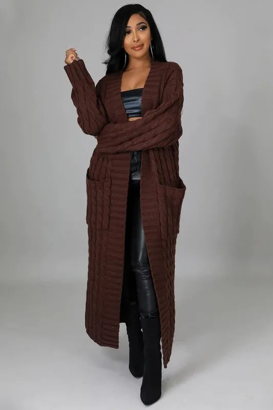 Chic Pink or Brown Maxi Knit Cardigan