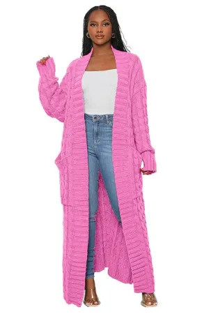 Chic Pink or Brown Maxi Knit Cardigan