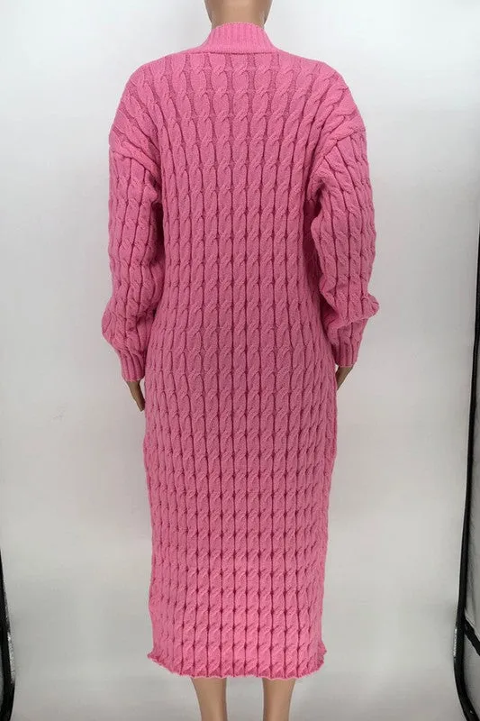 Chic Pink or Brown Maxi Knit Cardigan