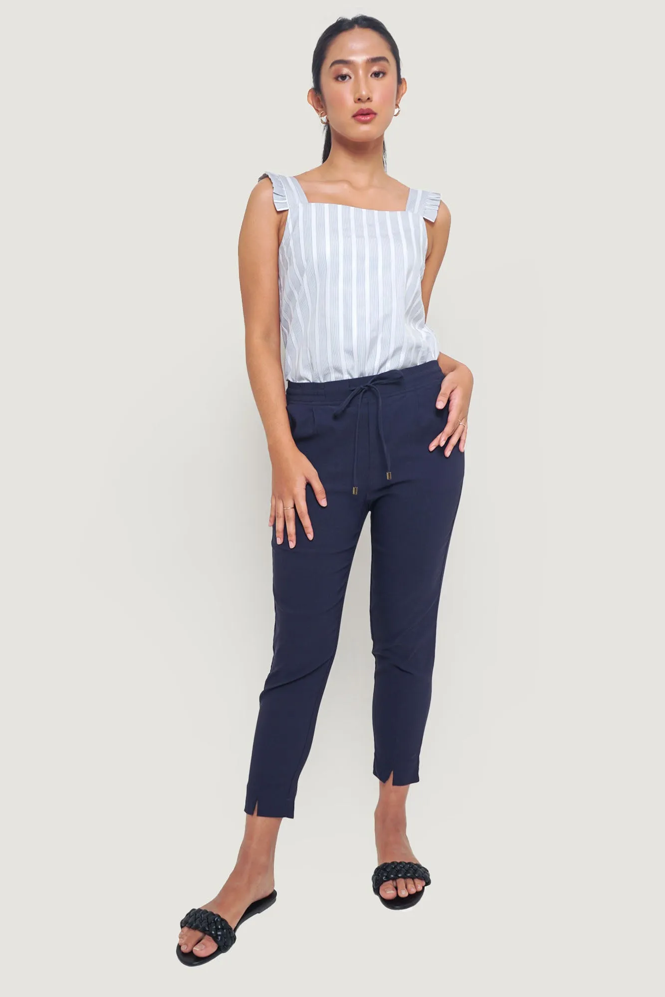 Closet Staples Cropped Drawstring Pull Up Trousers
