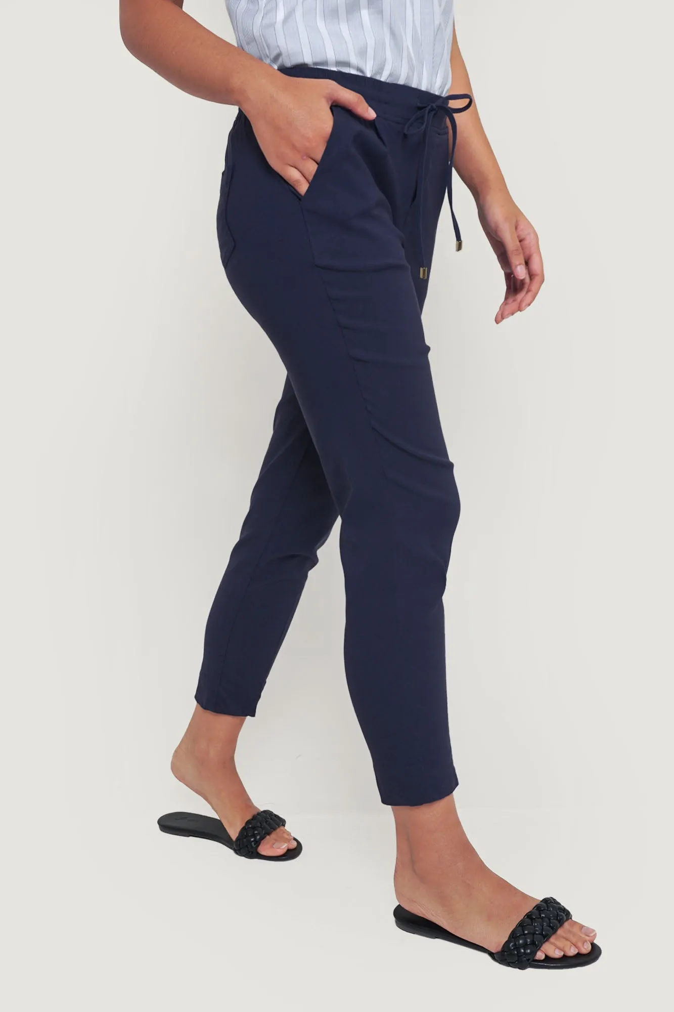 Closet Staples Cropped Drawstring Pull Up Trousers