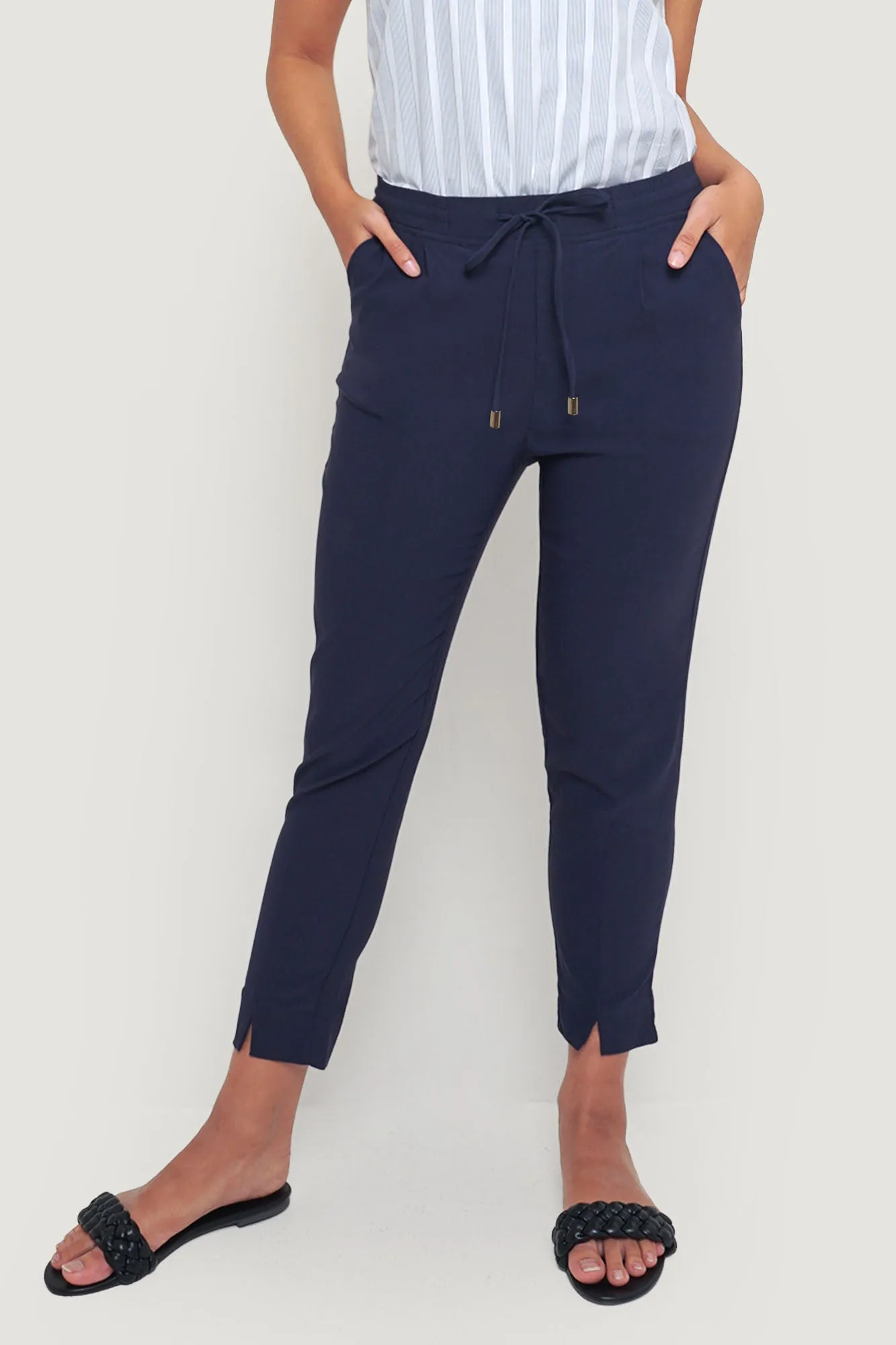 Closet Staples Cropped Drawstring Pull Up Trousers