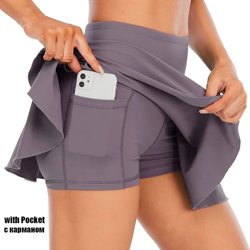 Cloud Hide Tennis Skirts - Women's Sports Golf Pleated Skirt, Fitness Shorts, High Waist Athletic Quick Dry Running Short, Sport Skort