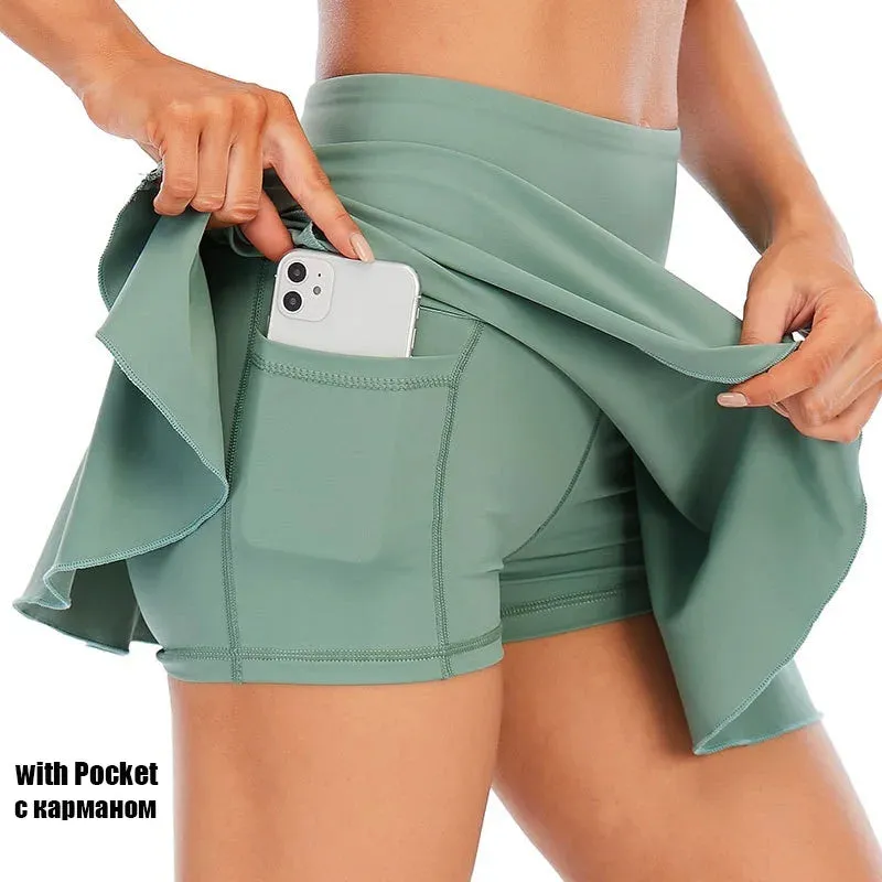 Cloud Hide Tennis Skirts - Women's Sports Golf Pleated Skirt, Fitness Shorts, High Waist Athletic Quick Dry Running Short, Sport Skort