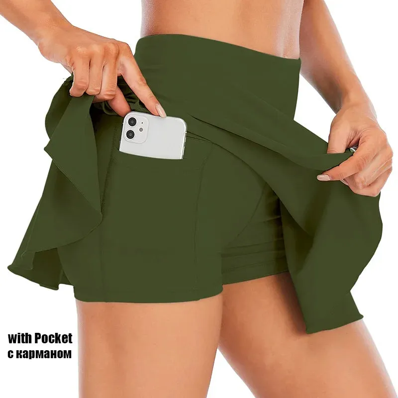 Cloud Hide Tennis Skirts - Women's Sports Golf Pleated Skirt, Fitness Shorts, High Waist Athletic Quick Dry Running Short, Sport Skort