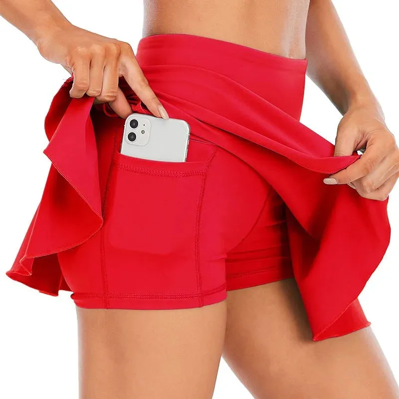 Cloud Hide Tennis Skirts - Women's Sports Golf Pleated Skirt, Fitness Shorts, High Waist Athletic Quick Dry Running Short, Sport Skort