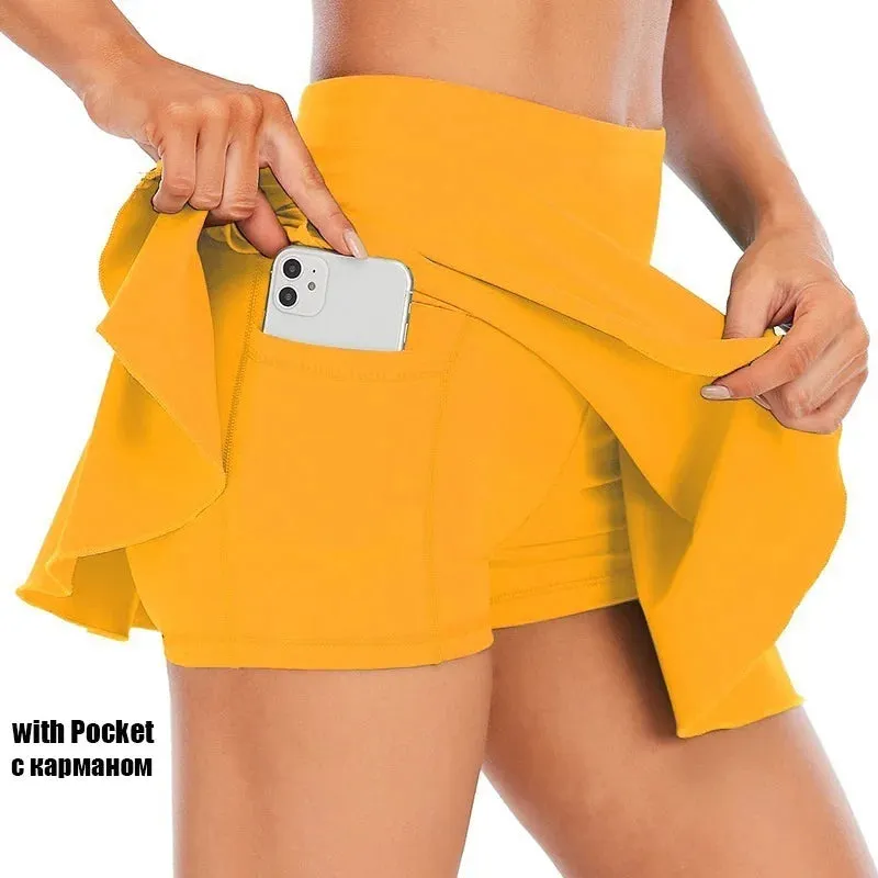 Cloud Hide Tennis Skirts - Women's Sports Golf Pleated Skirt, Fitness Shorts, High Waist Athletic Quick Dry Running Short, Sport Skort