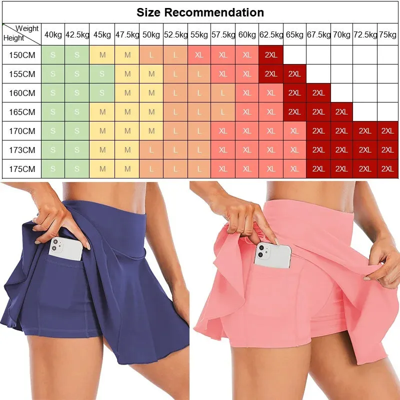 Cloud Hide Tennis Skirts - Women's Sports Golf Pleated Skirt, Fitness Shorts, High Waist Athletic Quick Dry Running Short, Sport Skort