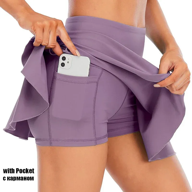 Cloud Hide Tennis Skirts - Women's Sports Golf Pleated Skirt, Fitness Shorts, High Waist Athletic Quick Dry Running Short, Sport Skort