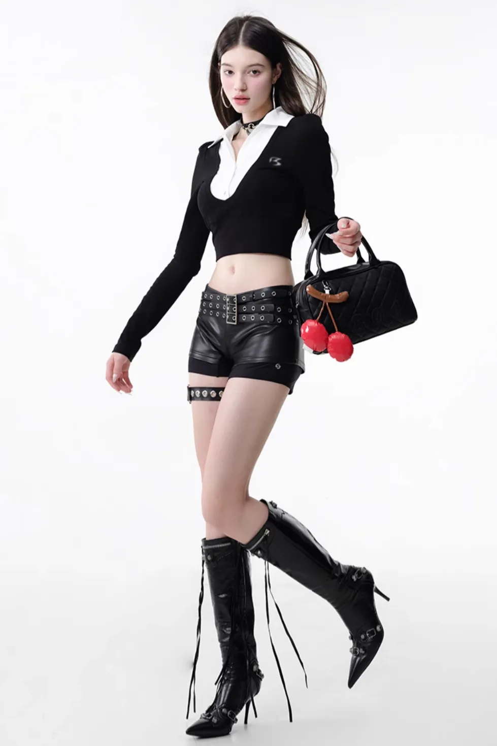 Contrast Layered Cropped Shirt