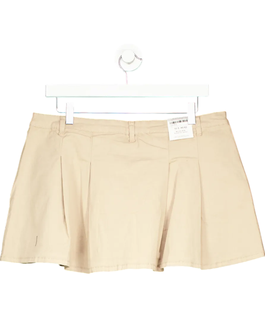 Cotton:On Beige Micro Mini Pleated Skirt UK 12