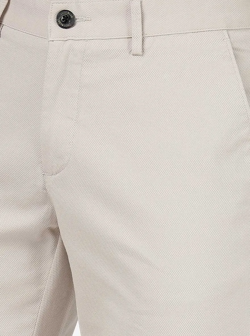 Cream Solid Uno Fit Casual Trouser | JadeBlue