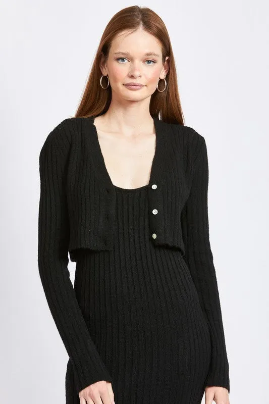 Cropped Rib Cardigan