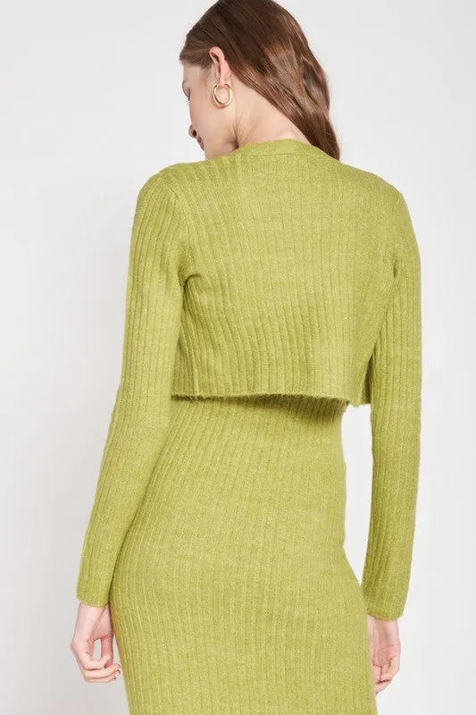 Cropped Rib Cardigan