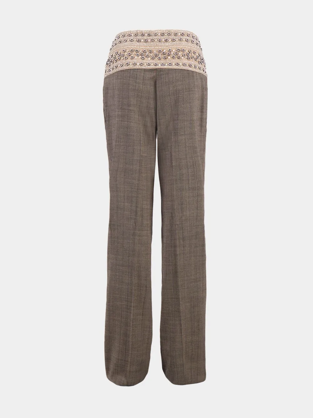 Crystal-Embellished Wool Trousers