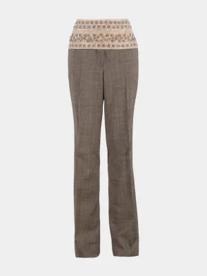Crystal-Embellished Wool Trousers