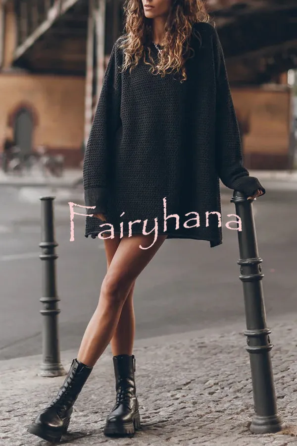 Cup of Cozy Knit Oversized Slit Side Sweater