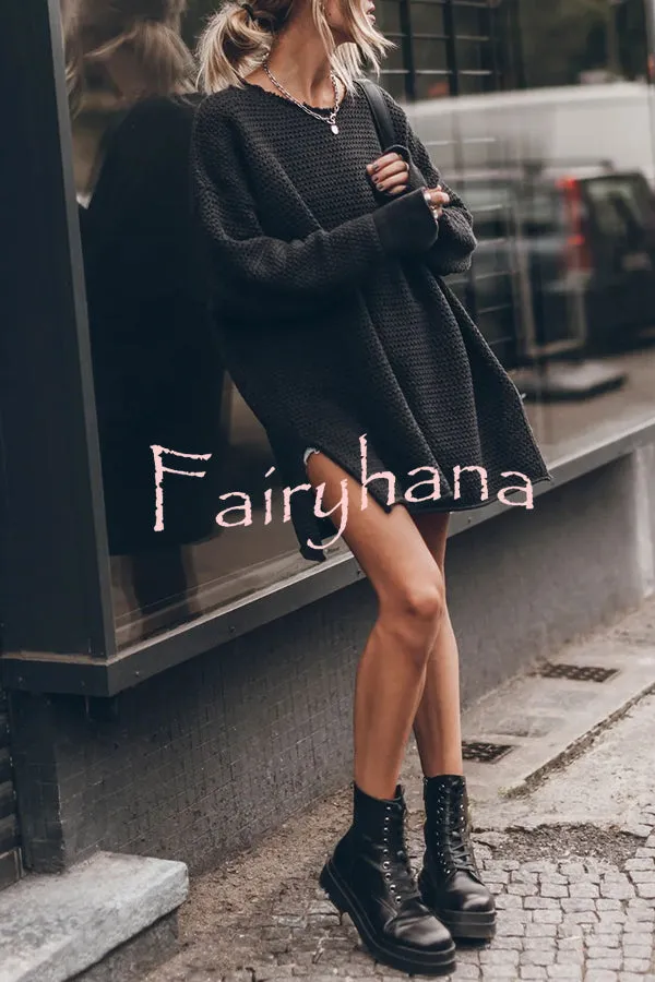 Cup of Cozy Knit Oversized Slit Side Sweater