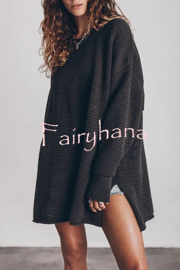 Cup of Cozy Knit Oversized Slit Side Sweater