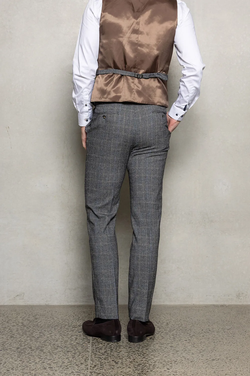 CUTLER & CO CLIVE CHECKED PLEAT TROUSER CW10387
