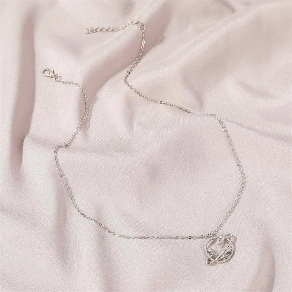 CZ Inlaid Celestial Star Necklace