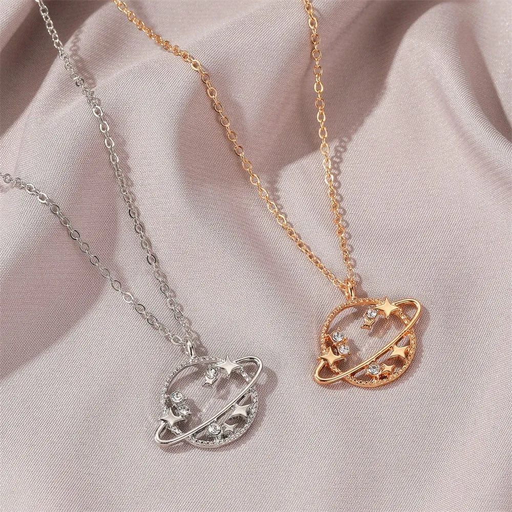 CZ Inlaid Celestial Star Necklace