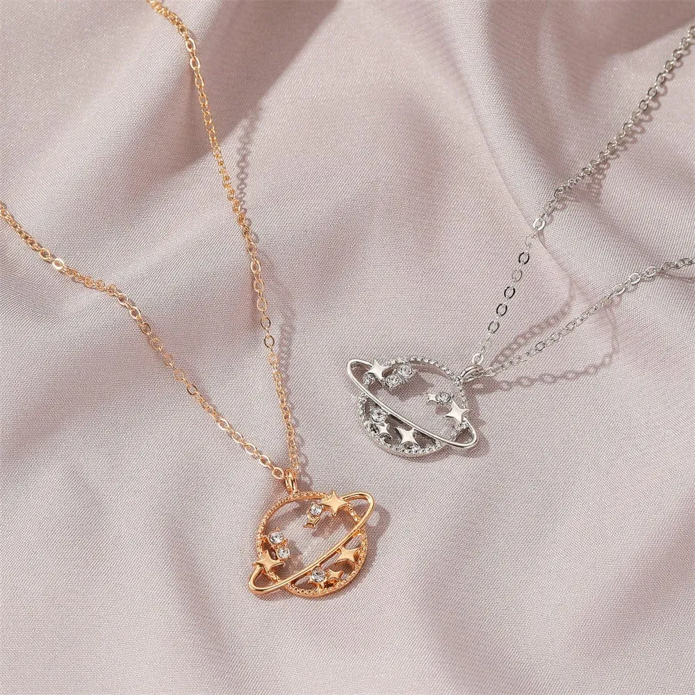 CZ Inlaid Celestial Star Necklace