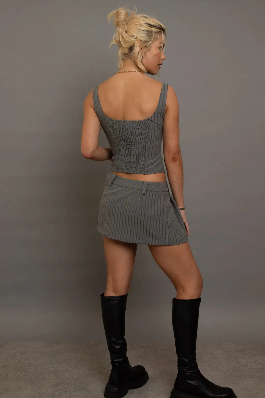 Daisy Street Stipe Bow Keyhole Detail Top