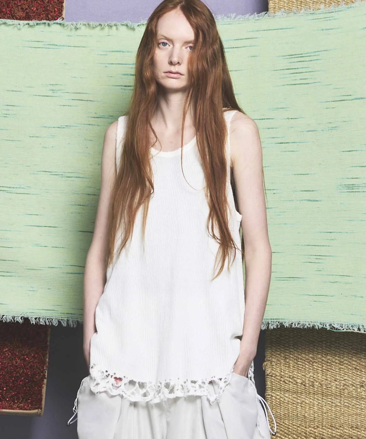 Damaged Waffle Layered Tank Top