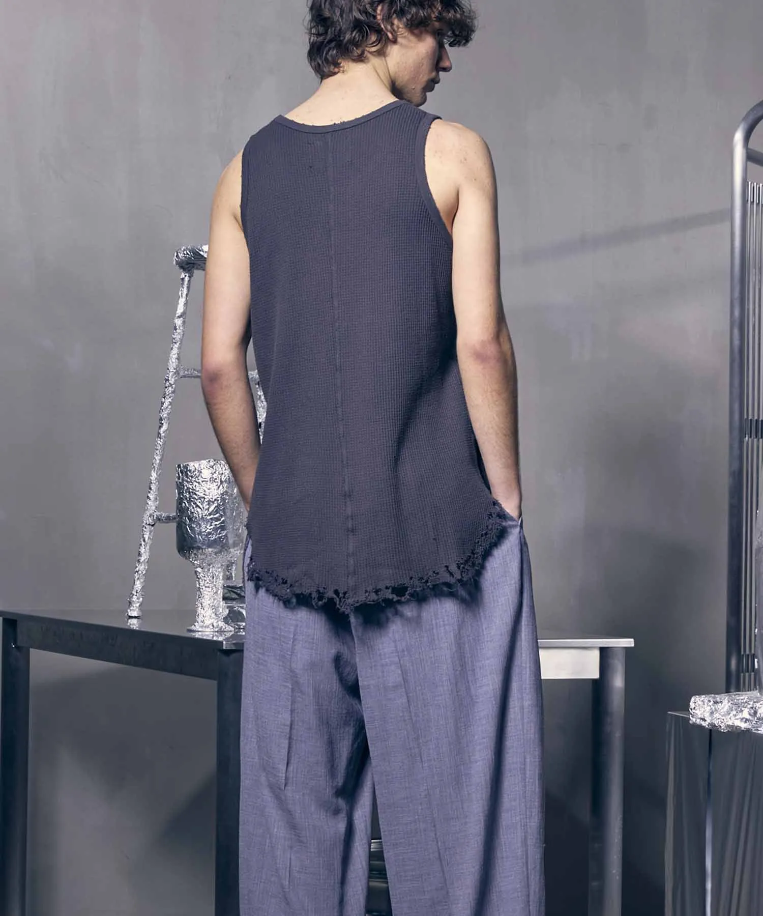 Damaged Waffle Layered Tank Top