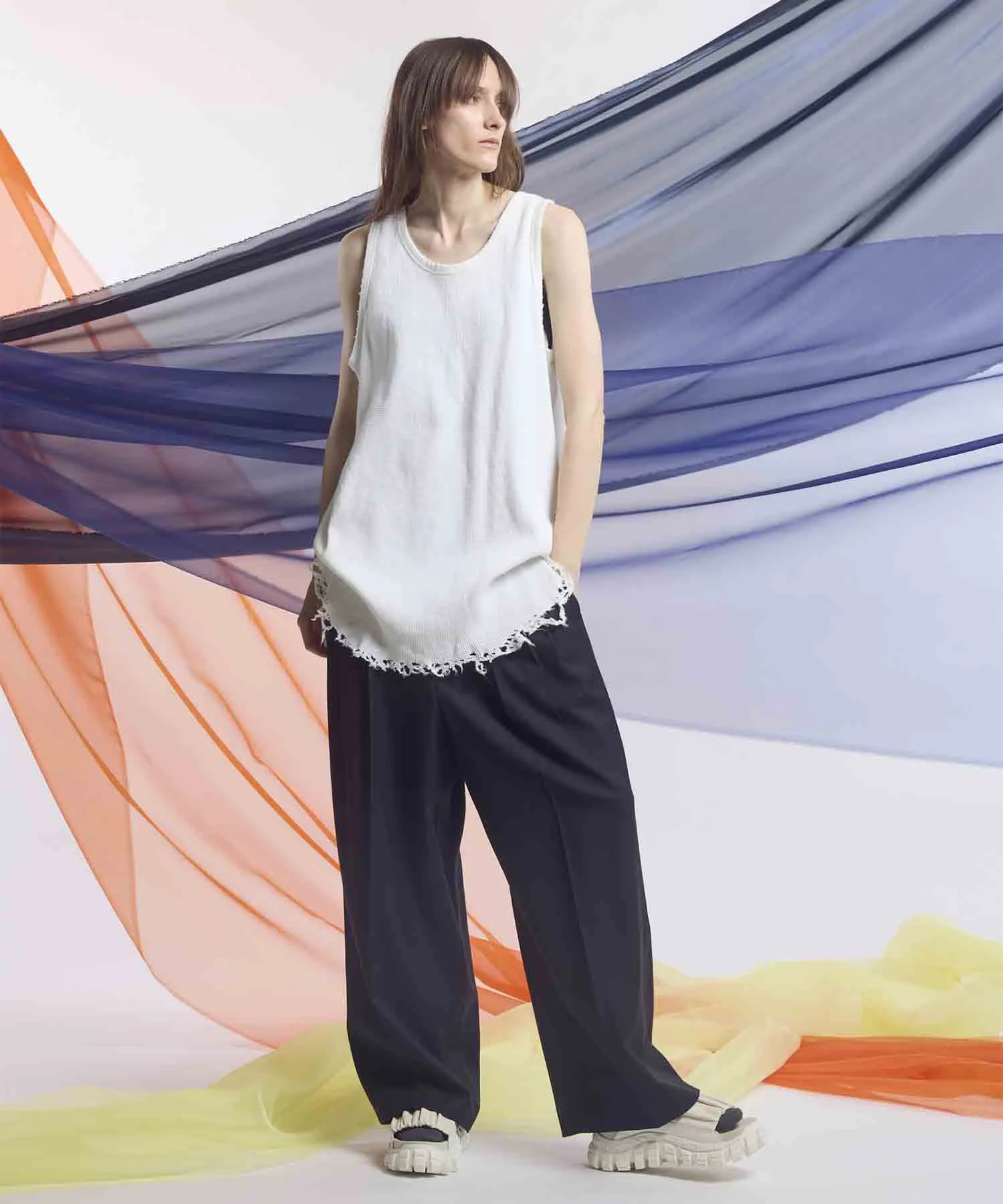 Damaged Waffle Layered Tank Top