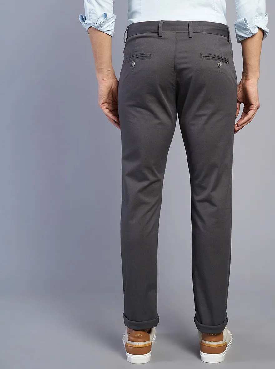 Dark Grey Solid Super Slim Fit Casual Trouser | Greenfibre