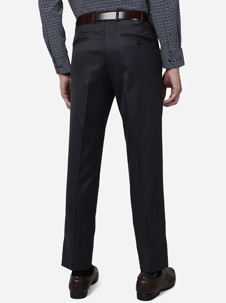 Dark Grey Solid Super Slim fit Formal Trouser | Greenfibre