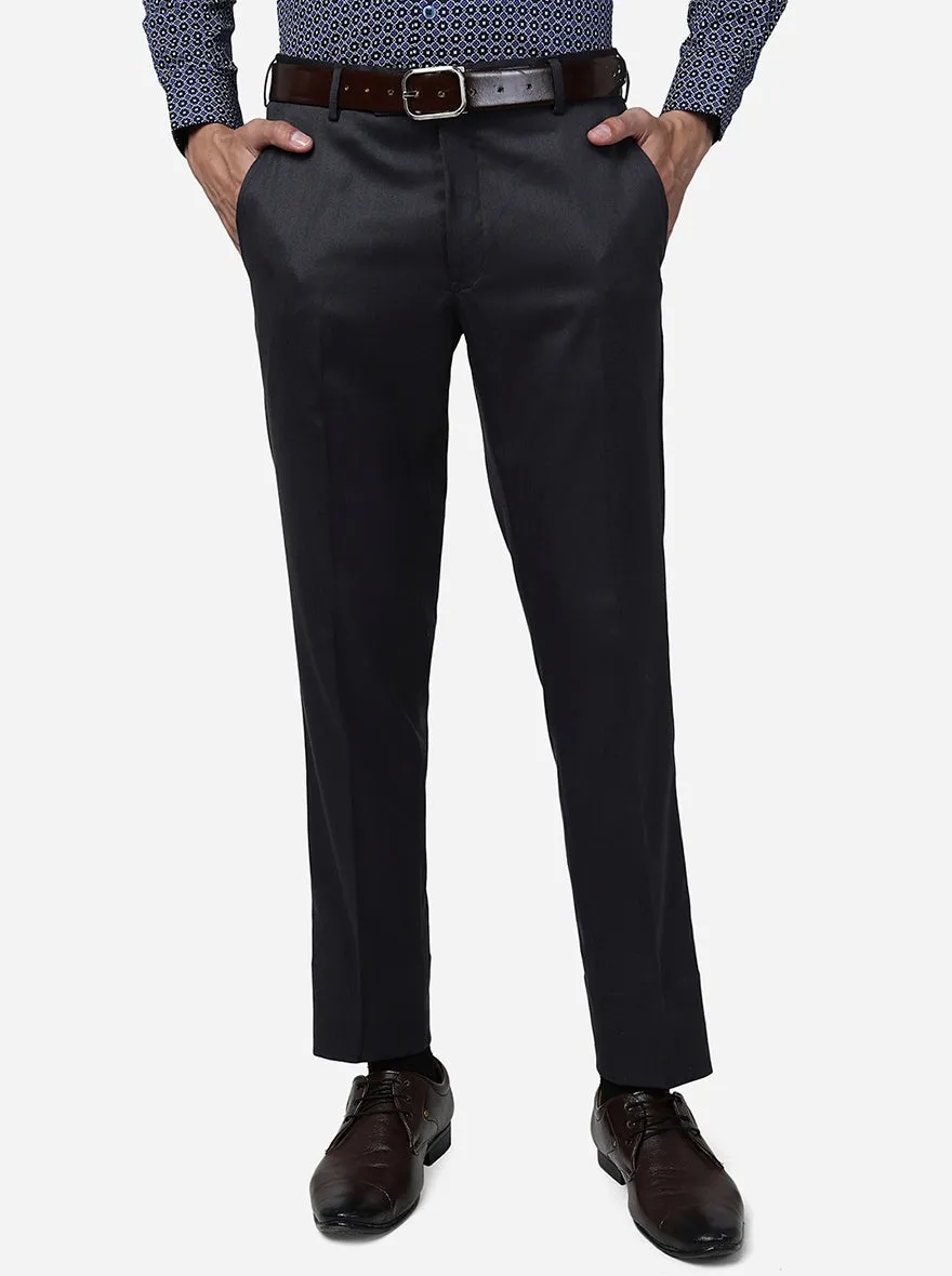 Dark Grey Solid Super Slim fit Formal Trouser | Greenfibre