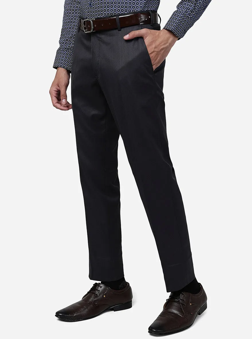 Dark Grey Solid Super Slim fit Formal Trouser | Greenfibre