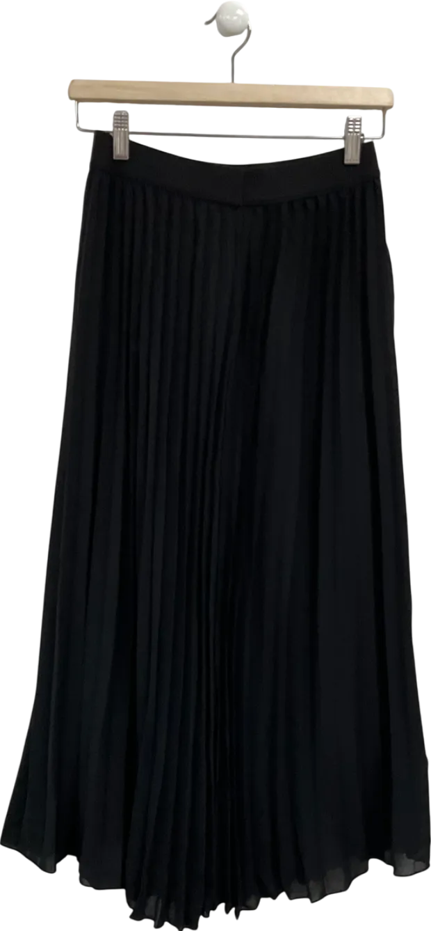 Dazy Black Daily Wear Solid Color Pleated Skirt UK M