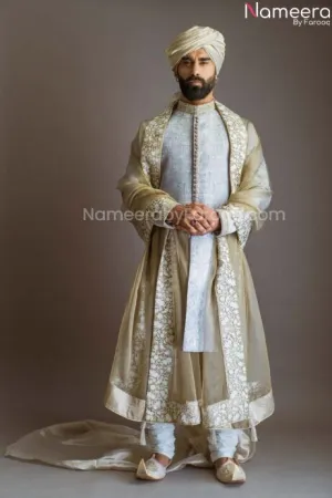 Designer Sherwani for Men in Jamawar with Turban #GN01
