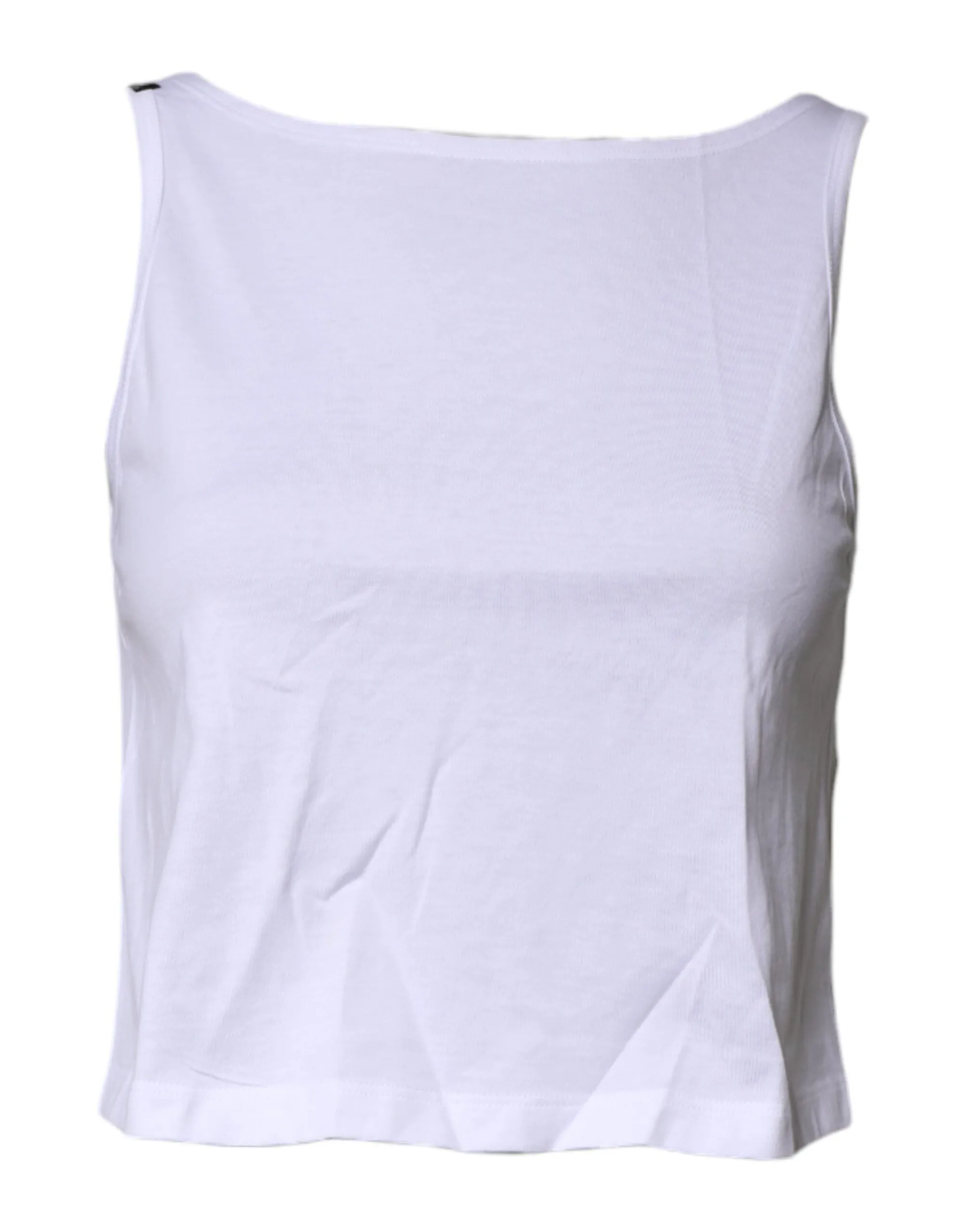 Dolce & Gabbana White Cotton Sleeveless Round Neck Tank Top