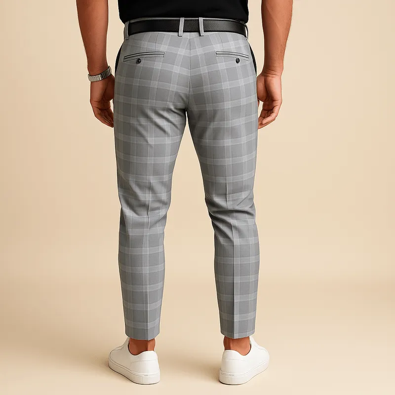 Domoir | Slim Plaid Trousers