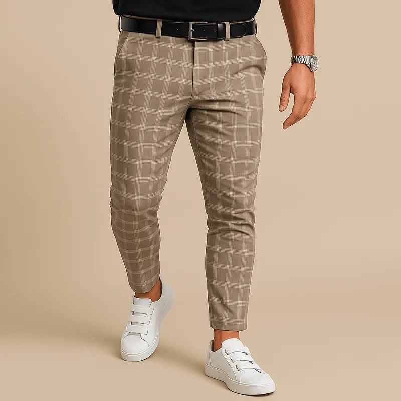 Domoir | Slim Plaid Trousers