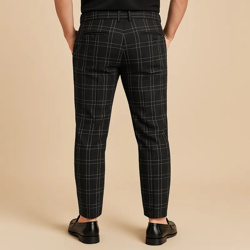 Domoir | Slim Plaid Trousers