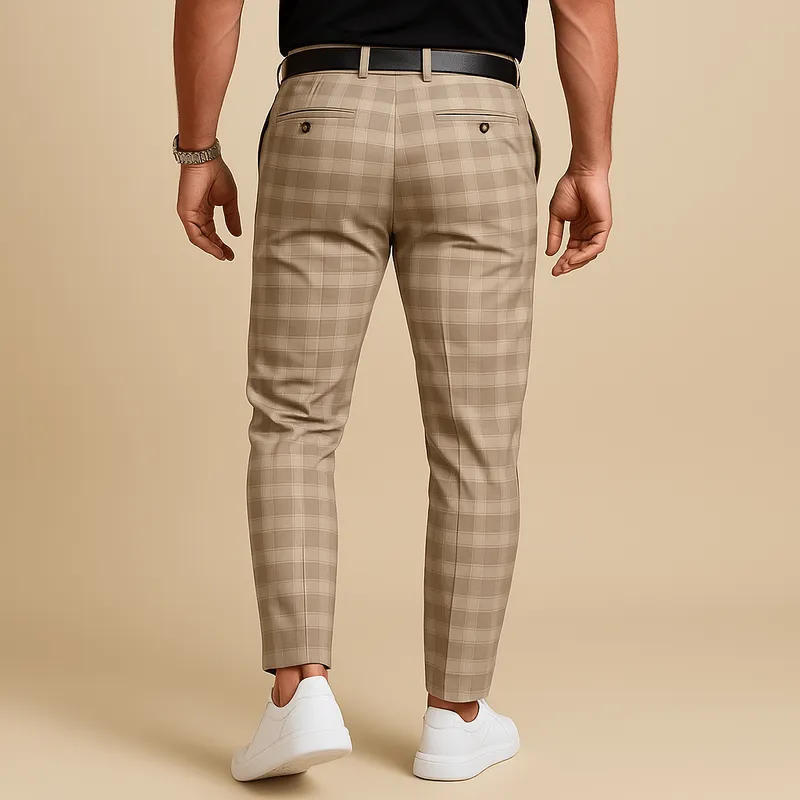 Domoir | Slim Plaid Trousers