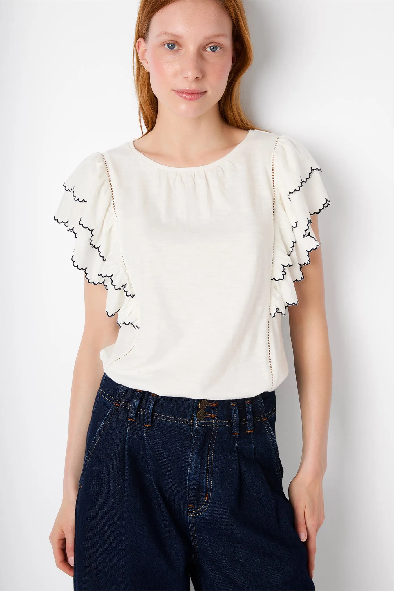 Dorina Flutter Sleeve Top - White