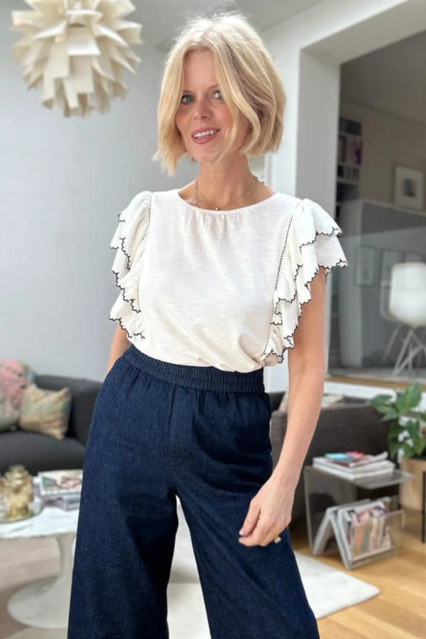 Dorina Flutter Sleeve Top - White