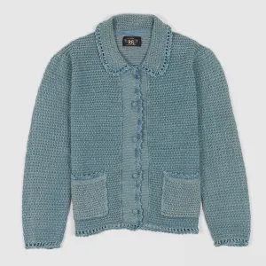 Double RL Ladies Linen-Cotton Pointelle Cardigan