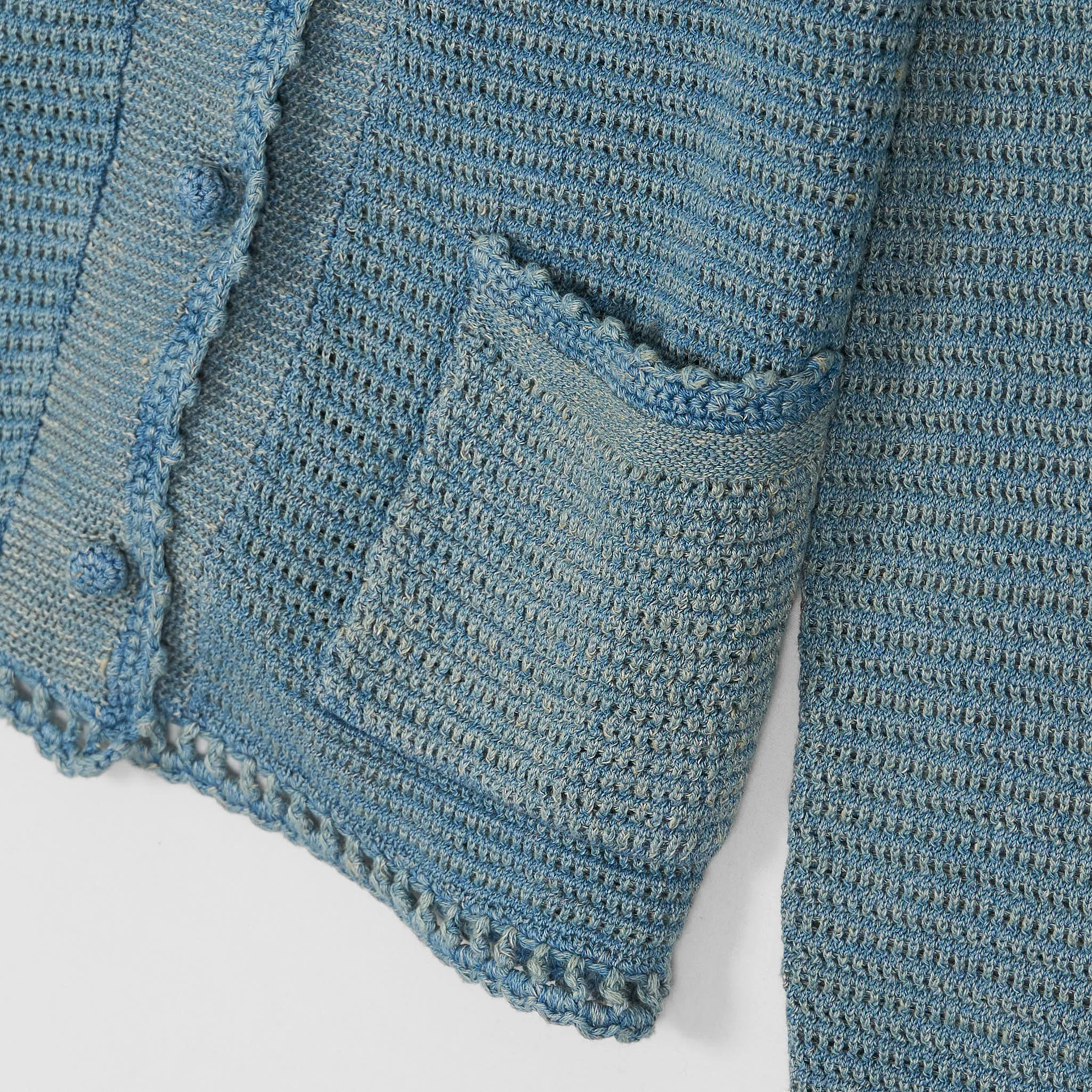 Double RL Ladies Linen-Cotton Pointelle Cardigan