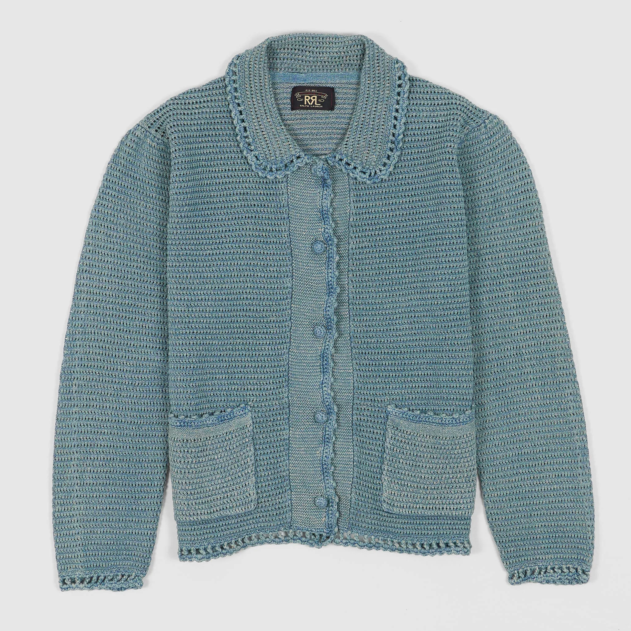Double RL Ladies Linen-Cotton Pointelle Cardigan