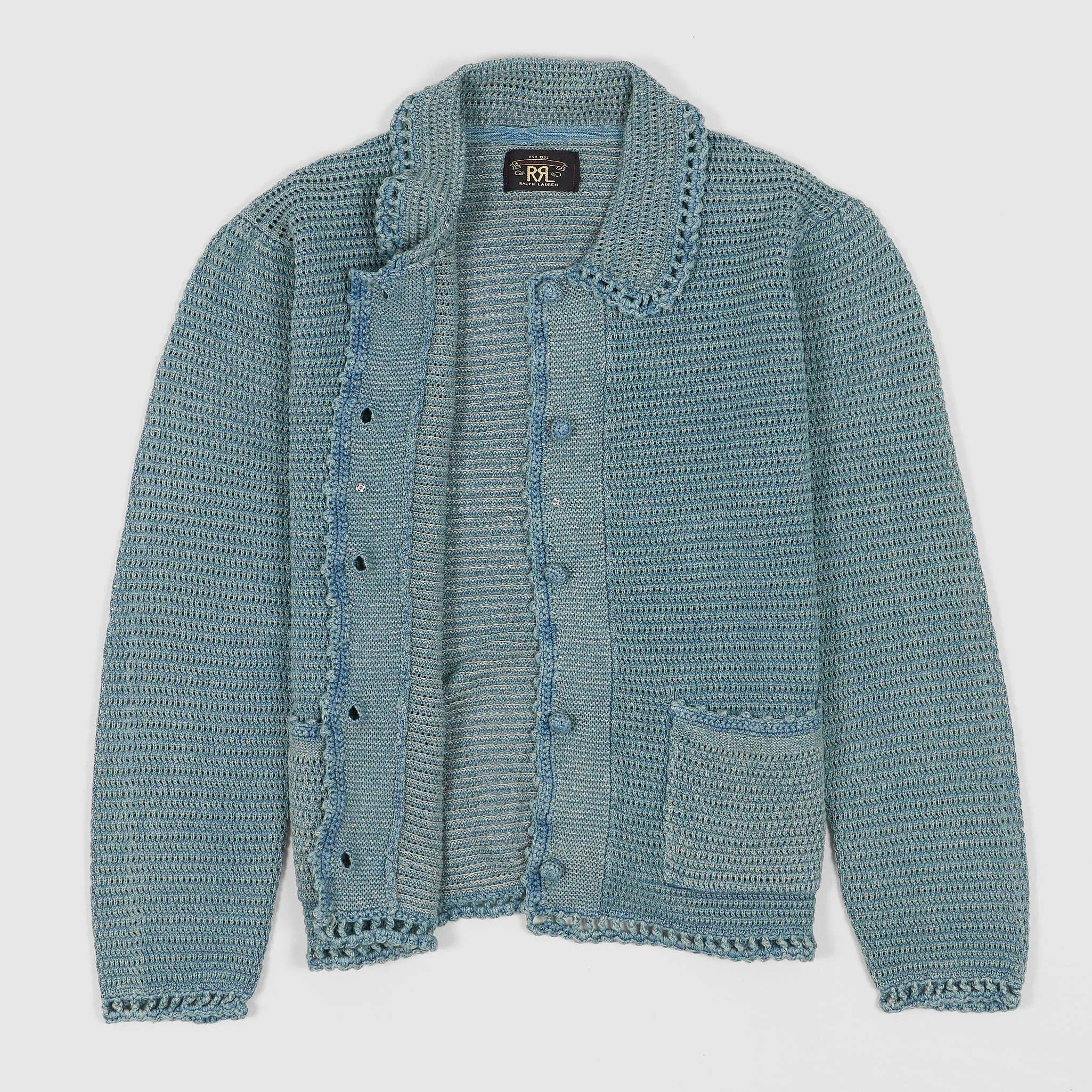 Double RL Ladies Linen-Cotton Pointelle Cardigan