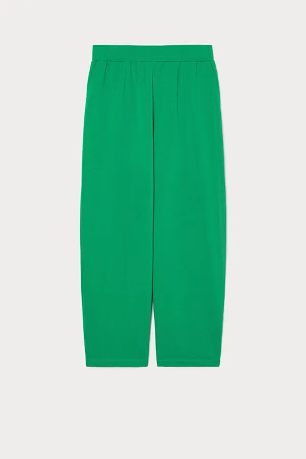 DRAVA GREEN COTTON FLEECE TROUSERS